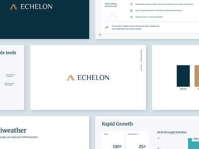 Echelon investor presentation branding colors deck fonts graphic design logo presentation