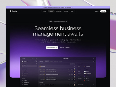 Fluxify - Project Management Tool branding dark saas ui uiuxdesign ux website