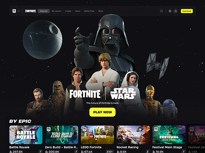 Fortnite X Star Wars brand design branding concept entertainment figma fortnite gaming graphic design hero marketing design photoshop redesign start wars ui design video games visual design