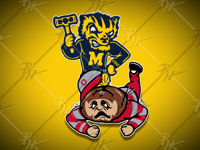 Wolverine VS Buckeye athletics buckeyes classic football mascot michigan ncaa ohio rivalry sports throwback vintage wolverine wolverines