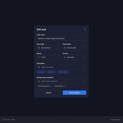 Daily Design 08 | Edit Task carddesign dailyui figma ui uidesign ux
