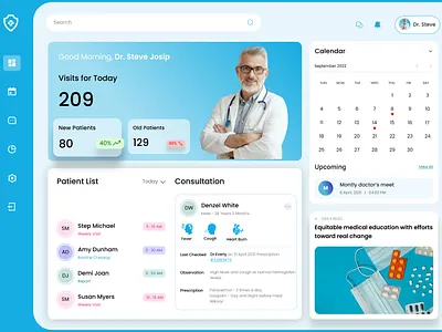 Doctor Dashboard clean interface dashboard design doctor graphic design minimalist design responsive design ui ui design uiux user experience ux ux design web ux website