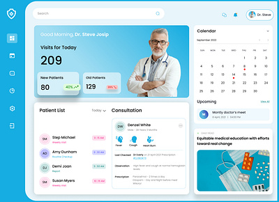 Doctor Dashboard clean interface dashboard design doctor graphic design minimalist design responsive design ui ui design uiux user experience ux ux design web ux website