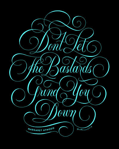 Don't let the bastards grind you down art licensing caligraphy design flourish graphic design procreate quote typography