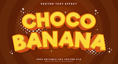 Choco Banana 3d editable text style Template fruit