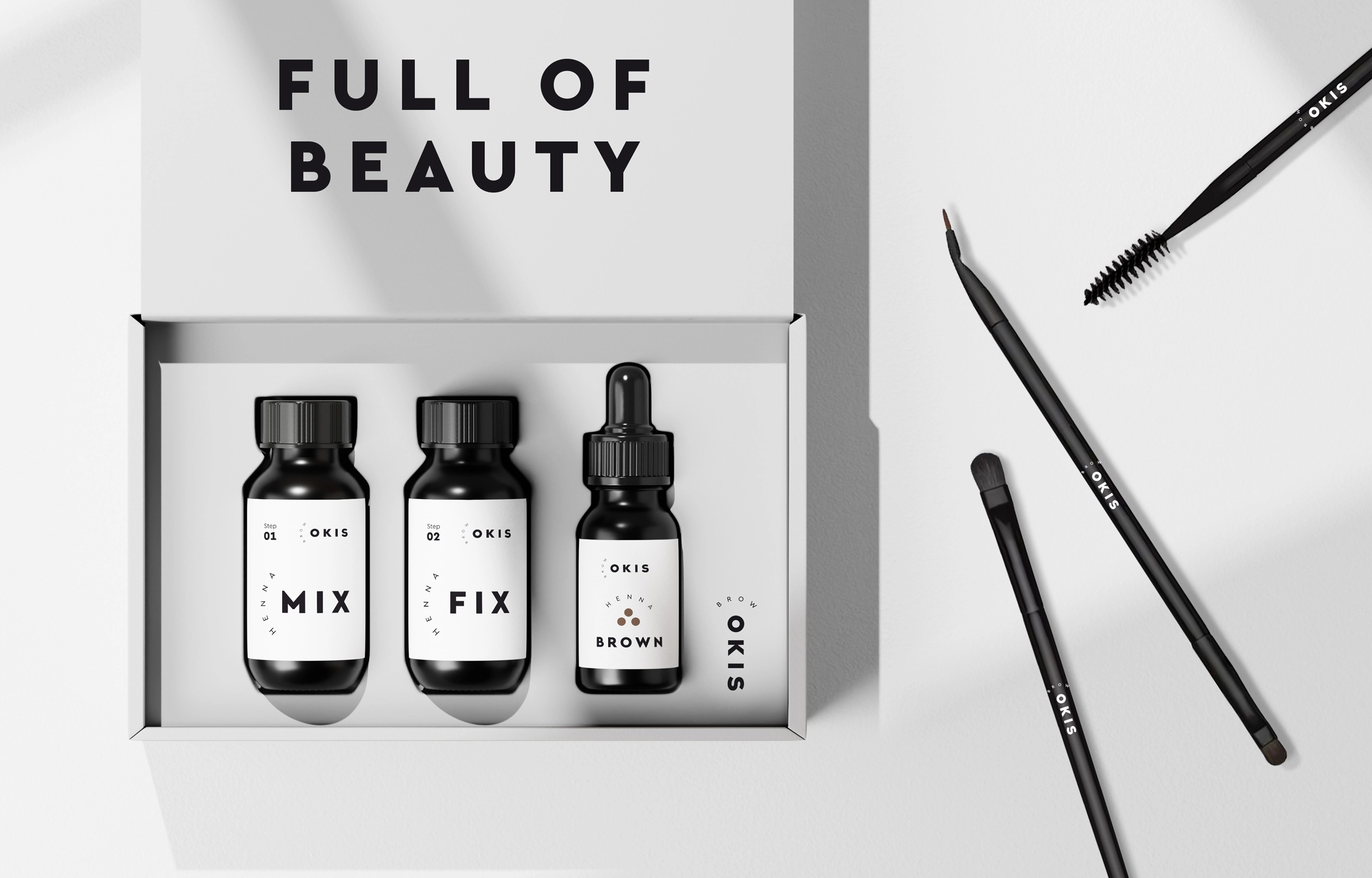 Okis Brow — Branding + Packaging cosmetics design