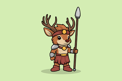 Cute Deer Warrior Character Mascot Vector Style art branding character design graphic design illustration logo ui ux vector