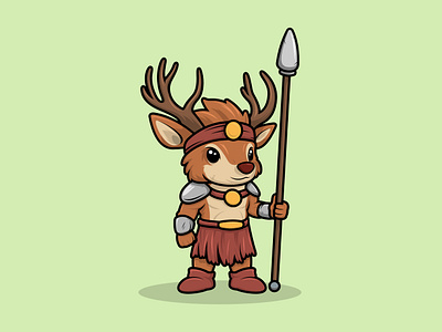 Cute Deer Warrior Character Mascot Vector Style art branding character design graphic design illustration logo ui ux vector