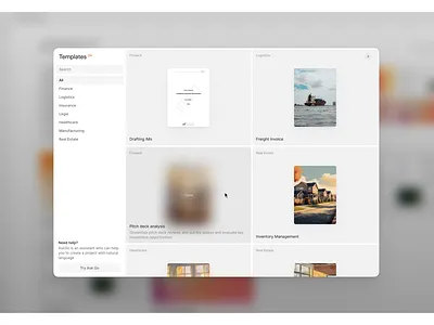 Templates modal in V7 Go design ui ui design ux
