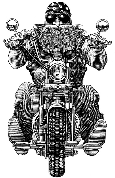 You are a legend biker black and white engraving illustration moto scratchboard woodcut