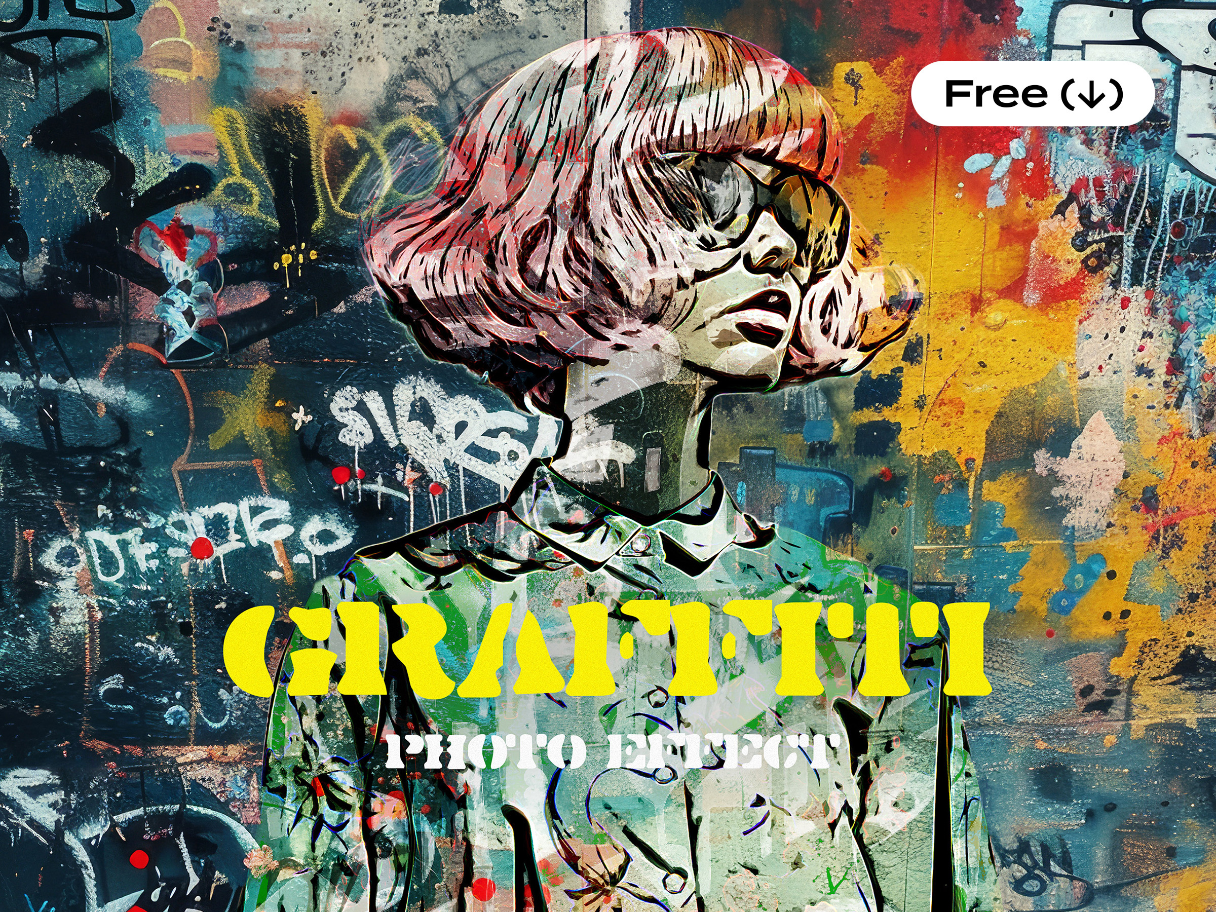 Urban Graffiti Photo Effect aerosol download effect free freebie graffiti grunge mural paint painting photo pixelbuddha psd splash spray street art streetart template urban wall