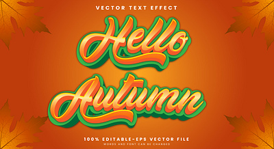 Hello Autumn 3d editable text style Template fun