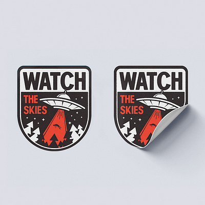 Watch The Skies (Sticker/Pin Design) art badge design graphic design illustration illustrator logo sticker vector