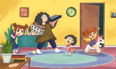 Cooking With Mom | Child Book Illustration child book illustration cooking digital art illustration