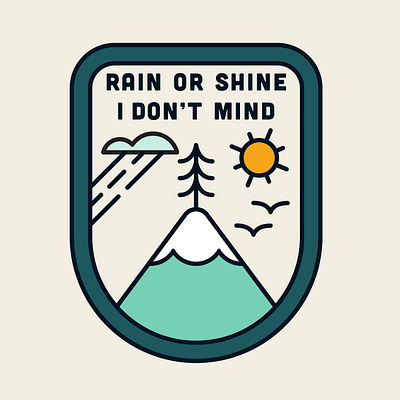 Rain or shine badge badge hiking mountain mountain badge outdoor badge outdoorsy rain rain badge retro retro badge shine sticker sun sun badge sunshine tree tree badge van life van sticker