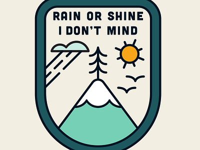 Rain or shine badge badge hiking mountain mountain badge outdoor badge outdoorsy rain rain badge retro retro badge shine sticker sun sun badge sunshine tree tree badge van life van sticker