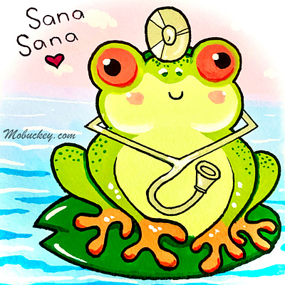 Sana Sana | Gouache Paint Illustration animal art art prints artist artwork card cartoon commission design doctor freelance frog gouache illustration illustrator paint painter painting wall art watercolor