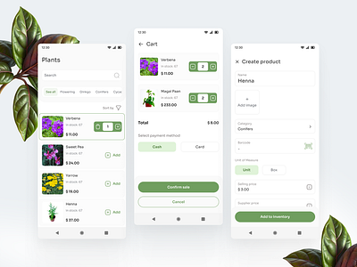 Ecommerce Mobile App - Plants animation app crm design ecommerce erp managment mob mobileapp plants products ui ux