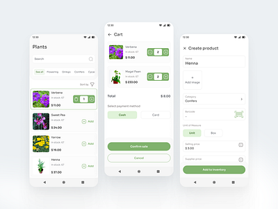 Ecommerce Mobile App - Plants animation app crm design ecommerce erp managment mob mobileapp plants products ui ux
