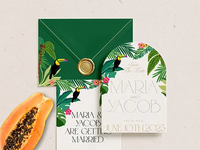 Tropical wedding invitations🥥🍉👰‍♂️👩‍❤️‍💋‍👨💍 design graphic design illustration tropical wedding invitations