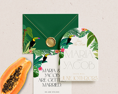 Tropical wedding invitations🥥🍉👰‍♂️👩‍❤️‍💋‍👨💍 design graphic design illustration tropical wedding invitations