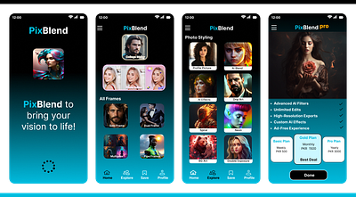 PixBlend App adobe xd ai ai artist ai tool android app design animation app design application design branding design figma figma app figma app design generative ai graphic design illustration logo picsart ui ux