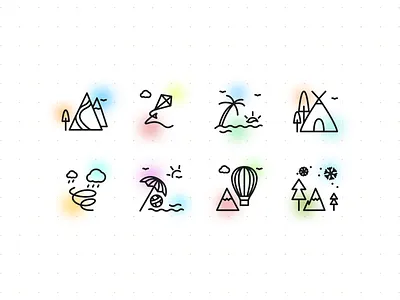 Scenes app design coloured icons flight graphic design holiday icon design iconography icons illustration line icons product design scenery tourism travel travel app ui ui design ui ux design user interface design web design