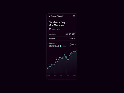 Investor App - Start screen asset union b2b chart design enterprise finance financial fintech invest investment mobile app ui