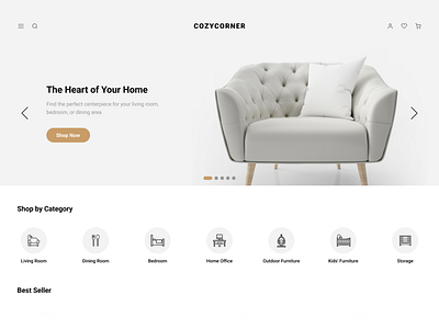 CozyCorner - Home Décor Landing Page branding furniture home decor ui ui design ui ux