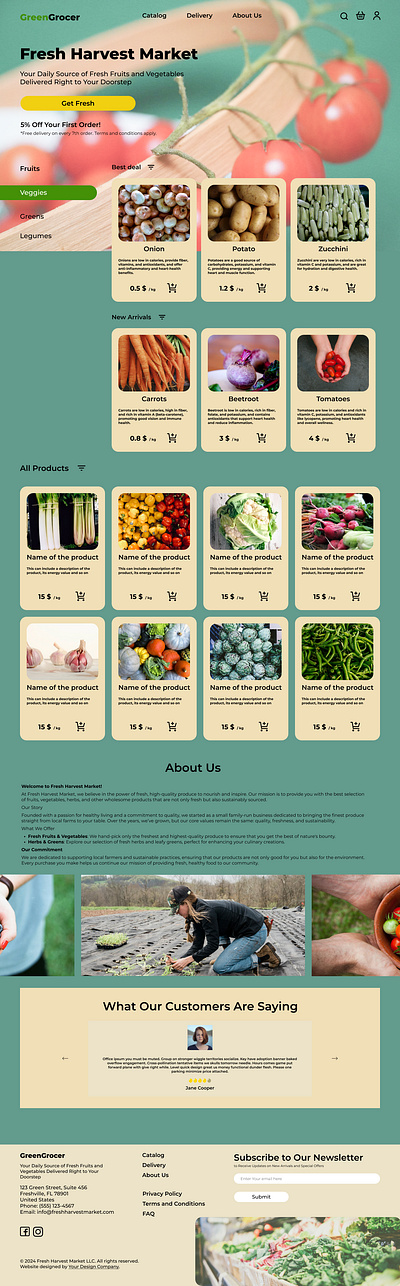 Fruit and Vegetable Shop | Online Store | Landing page ecommerce figma fresh marker online shop shop design web design