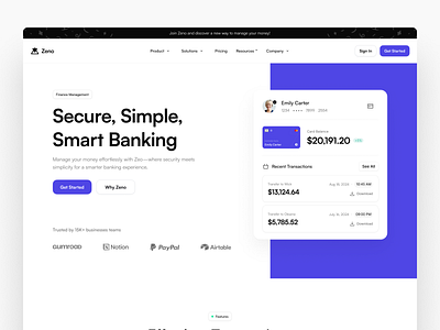 Fintech/Banking App Hero Section banking app design fintech fintech app freebie landing page minimal web design modern web design ui ux web web design website