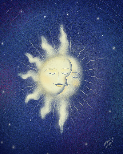 Celestial Love iilustration moon mystical procreate sun