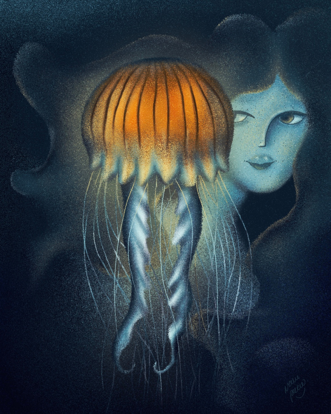 The Curious Mermaid art curiosity deepsea drawing illustration mermaid procreate sea