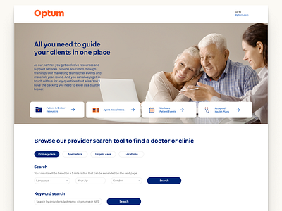 Search tool UI for providers - Optum branding design graphic design optum ui ux web web app