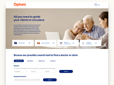 Search tool UI for providers - Optum branding design graphic design optum ui ux web web app