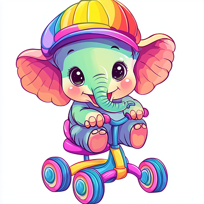 Cute Little Elephant Playing Cartoon 3d 3d visualization logo