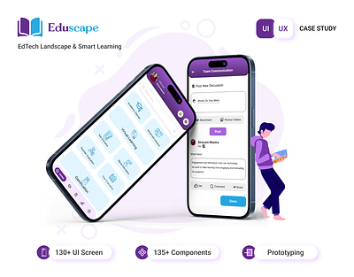 Eduscape - Edtech And Tuition App app design attractive ui design branding case study clean ui design design ed tech app education app full case study technology app ui ui design uiux ux ux case study