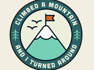 Climbed a mountain, and I turned around badge birds climb climbed a mountain climber climbing flag fleetwood mac icon mountain badge snow sticker trees