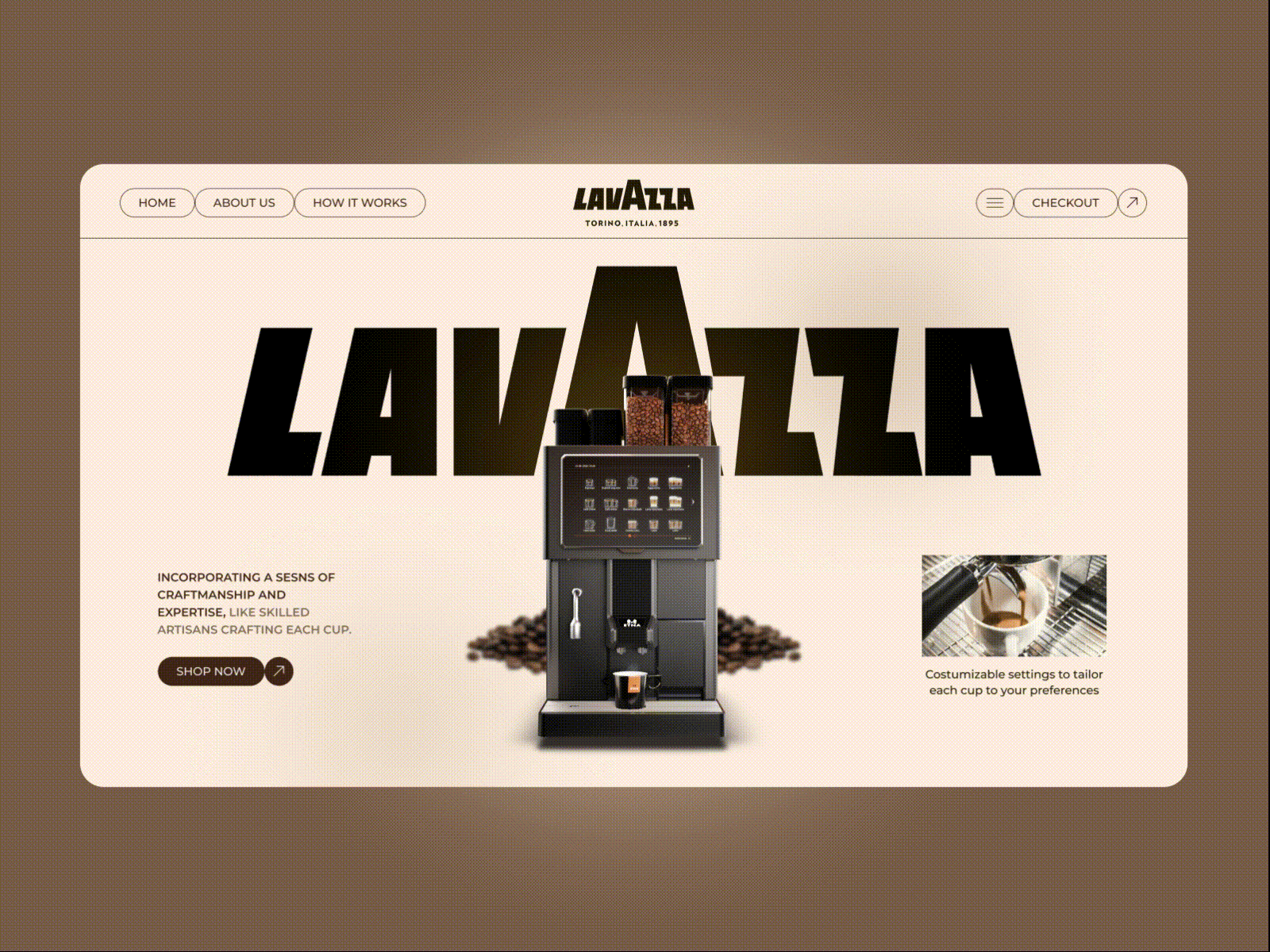 LAVAZZA WEB DESIGN CONCEPT | ECOMMERCE amazing animation awesome beautiful best branding brown coffee concept design graphic design loading screen minimalism modern motion graphics ui uiux web design