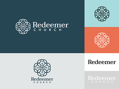 Redeemer Church Branding aqua coast cross florida grove leaves orange