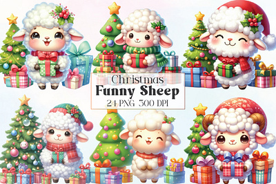 Christmas Funny Sheep Clipart funny farm svg