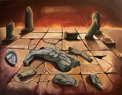 Downfall of Samson christianity design illustration oilpainting