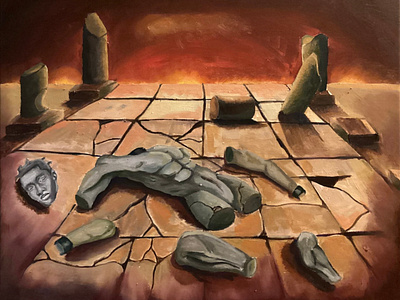 Downfall of Samson christianity design illustration oilpainting