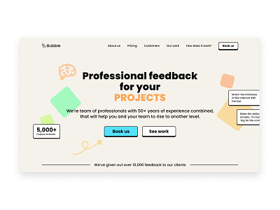 Bubble - landing page dailyui design feedback friendly landing landing page ui ui design uiux web design webdesign website