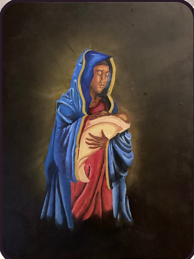 Madonna and the Unborn Child christianity design illustration oilpainting