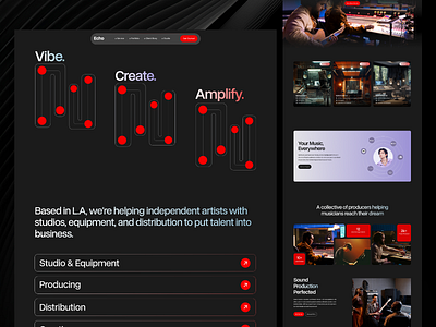 Echo Website Design audio branding business dark ui landing page music music platform music player music service music studio music website product design service sound soundcloud spotify studio rental uiux design web design