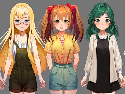 anime girl 2д art illustration