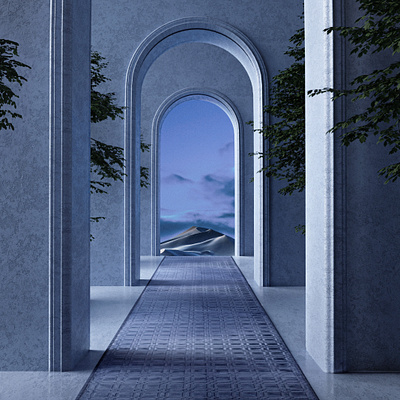 Dreamlike Arches with Dune View - imagine.io 3D Rendering scenicrender