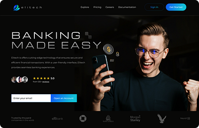 Fintech - Landing page Hero section animation branding design figma fintech graphic design illustration logo mobile app motion graphics ui