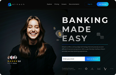 Fintech - Landing page Hero Section 3d animation branding design figma fintech graphic design illustration logo mobile app motion graphics ui